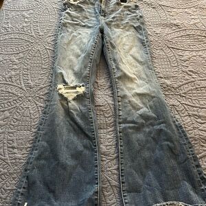 American Eagle Outfitters Light Blue Distressed Flare Jeans